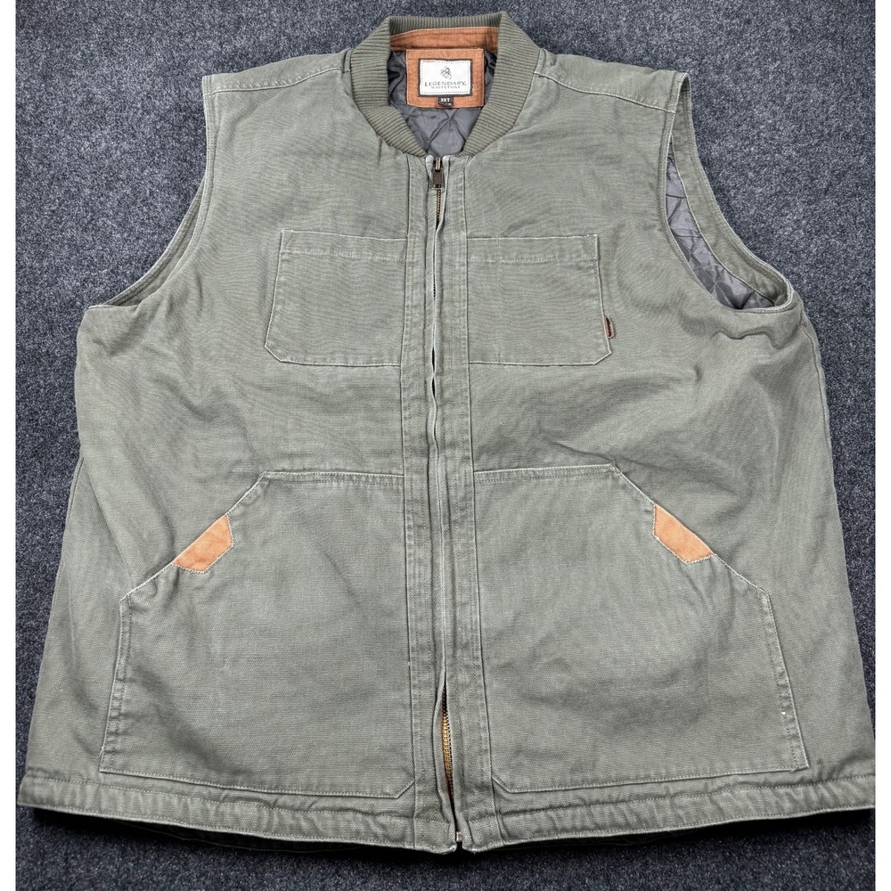 Legendary Whitetails Duck Canvas Quilted Lined Work Vest Green 3XT Tall - Picture 2 of 6